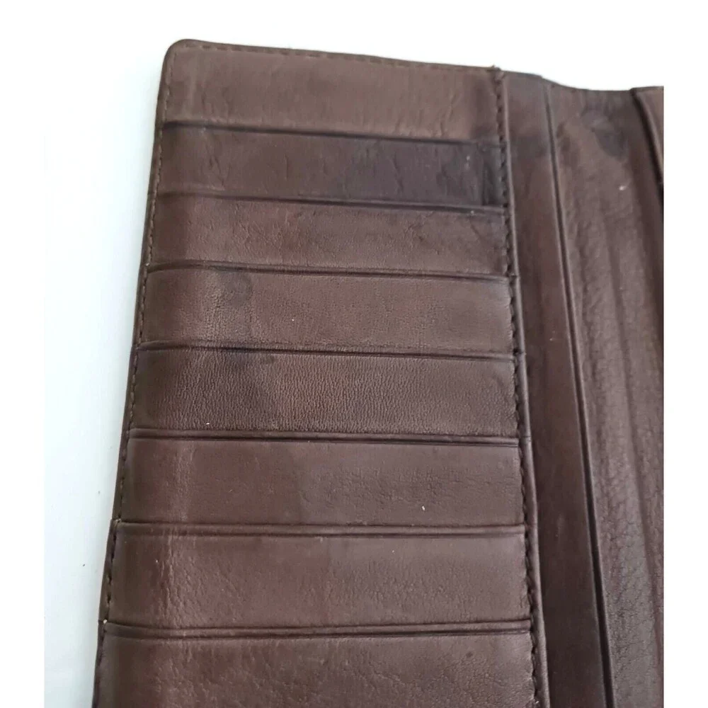 Michael Kors Brown Leather Brown Logo Jacquard Buckle Flap Rect Bi Fold Wallet